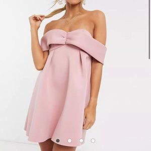 ASOS Off The Shoulder Babydoll Mini Skater Dress